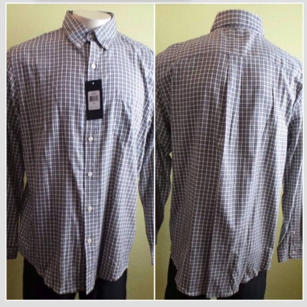 NWT Classic Fit Checked Twill Casual Button down shirt Red Lodge storm grey - Picture 9 of 11